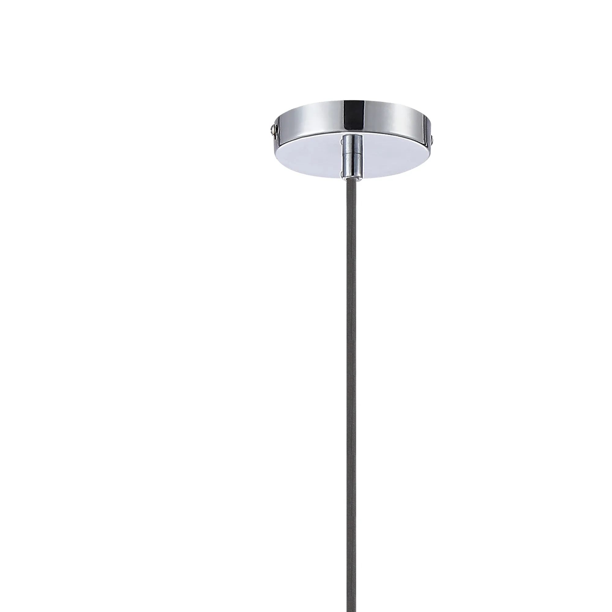 Cawdor Single Pendant, 1 Light E27, Polished Chrome/Black/Chrome Plated Globe Glass DK1137  Deco Cawdor